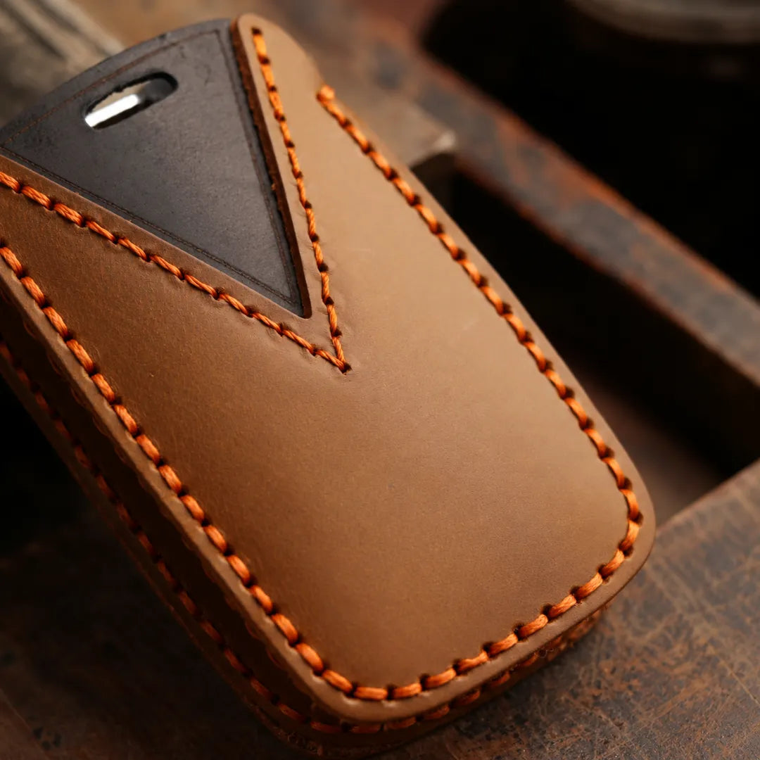 Land Rover Hand-Crafted Leather Key Fob Cover - Rectangular 5-Button - Back Side