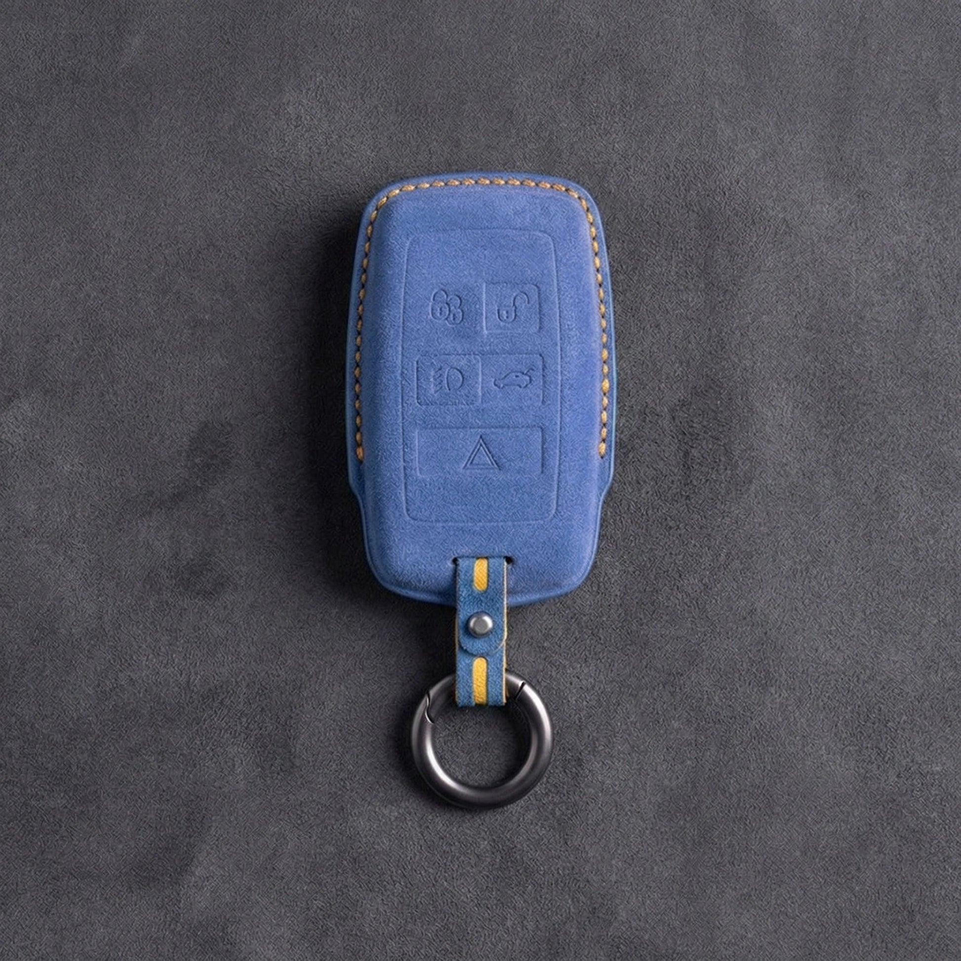 Land Rover Hand - Stitched Alcantara Key Fob Cover - Rectangular 5 - Button - Cornflower blue