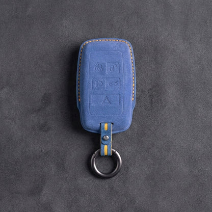Land Rover Hand - Stitched Alcantara Key Fob Cover - Rectangular 5 - Button - Cornflower blue