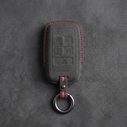 Land Rover Hand - Stitched Alcantara Key Fob Cover - Rectangular 5 - Button - Dark charcoal