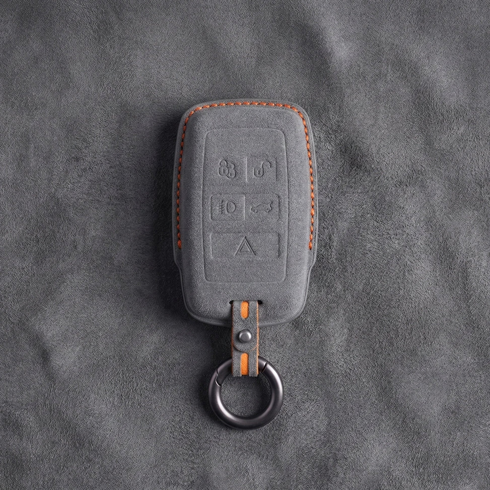 Land Rover Hand - Stitched Alcantara Key Fob Cover - Rectangular 5 - Button - Dark gray