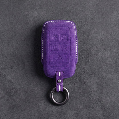 Land Rover Hand - Stitched Alcantara Key Fob Cover - Rectangular 5 - Button - Dark purple