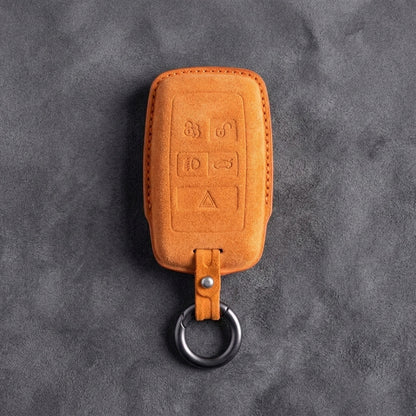 Land Rover Hand - Stitched Alcantara Key Fob Cover - Rectangular 5 - Button - Orange