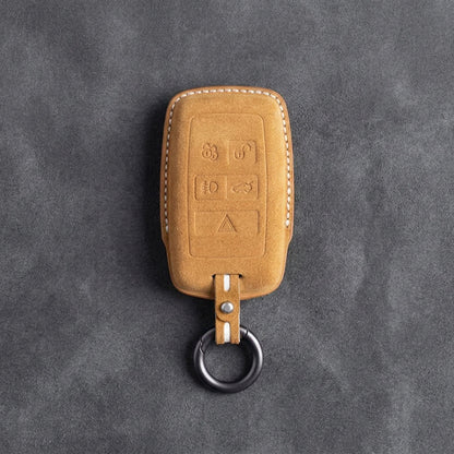 Land Rover Hand - Stitched Alcantara Key Fob Cover - Rectangular 5 - Button - Soft brown