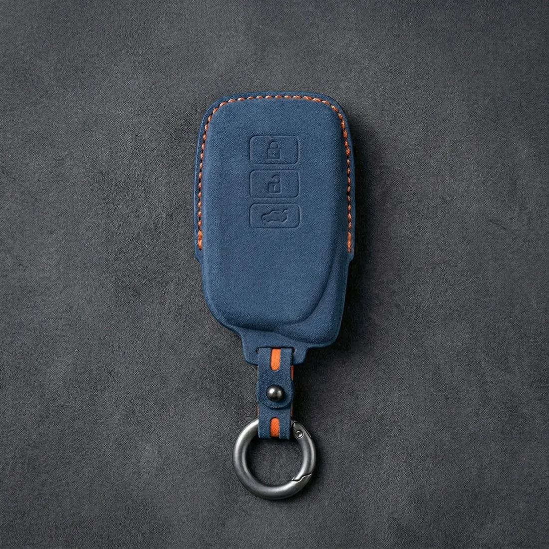 Lexus Hand - Stitched Alcantara Key Fob Cover – Asymmetric 3 - Button - Cobalt blue