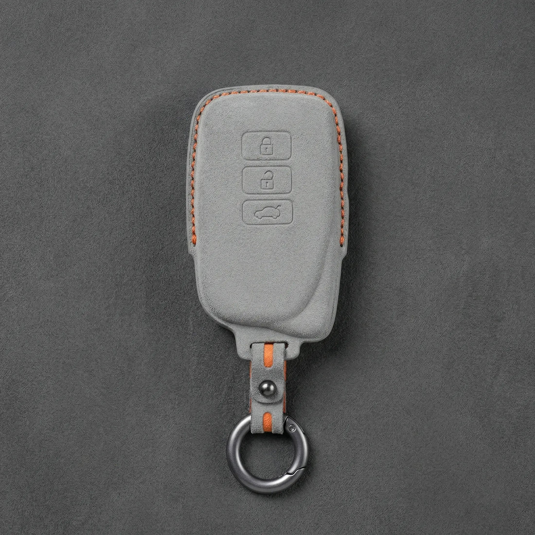 Lexus Hand - Stitched Alcantara Key Fob Cover – Asymmetric 3 - Button - Dark gray