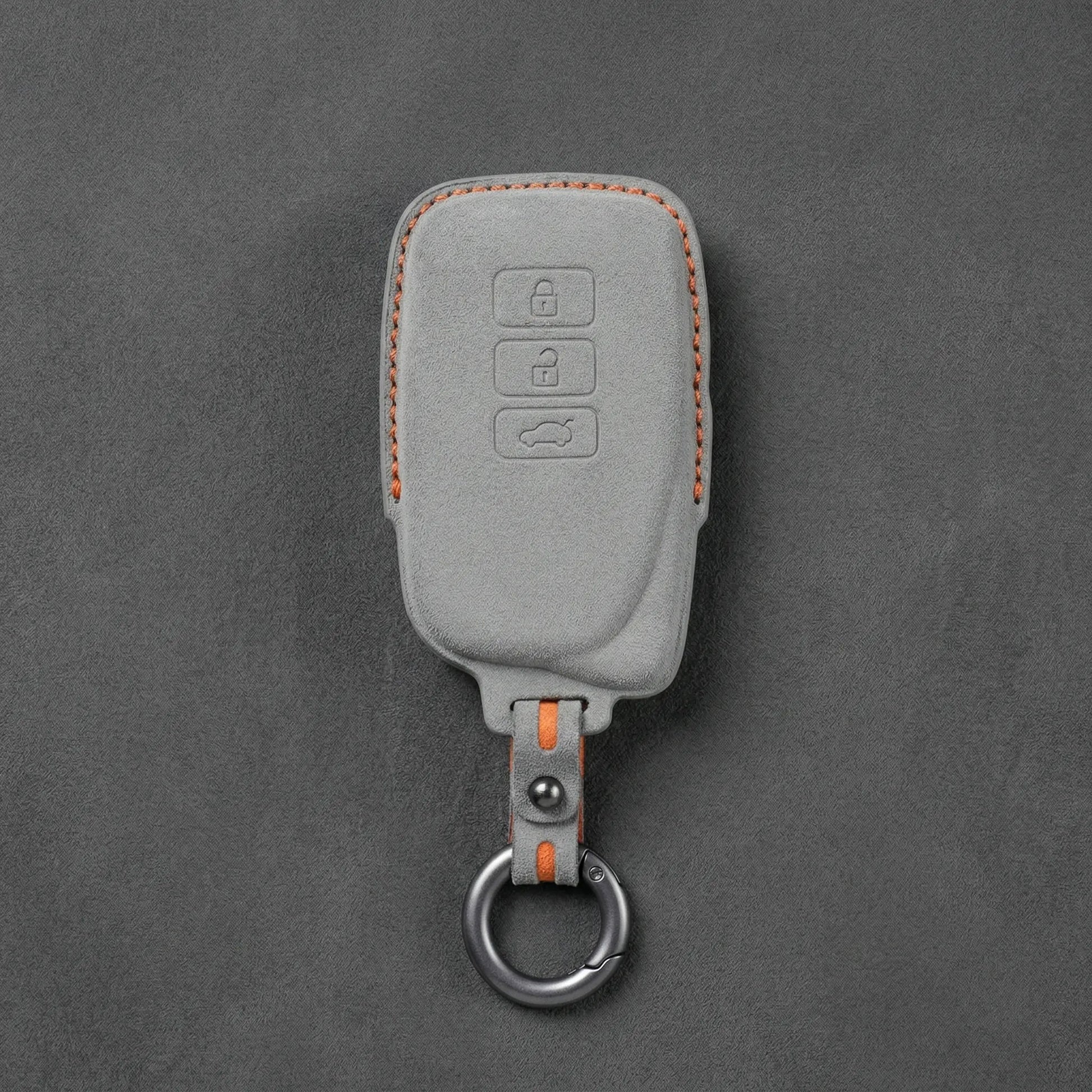 Lexus Hand - Stitched Alcantara Key Fob Cover – Asymmetric 3 - Button - Dark gray