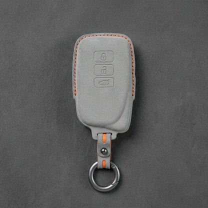 Lexus Hand - Stitched Alcantara Key Fob Cover – Asymmetric 3 - Button - Dark gray