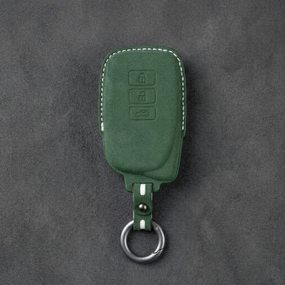 Lexus Hand - Stitched Alcantara Key Fob Cover – Asymmetric 3 - Button - Dark green