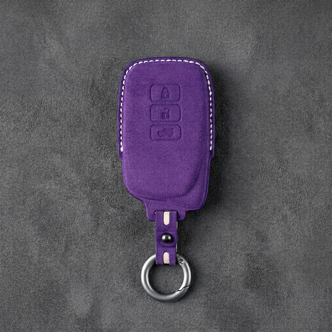 Lexus Hand - Stitched Alcantara Key Fob Cover – Asymmetric 3 - Button - Dark purple