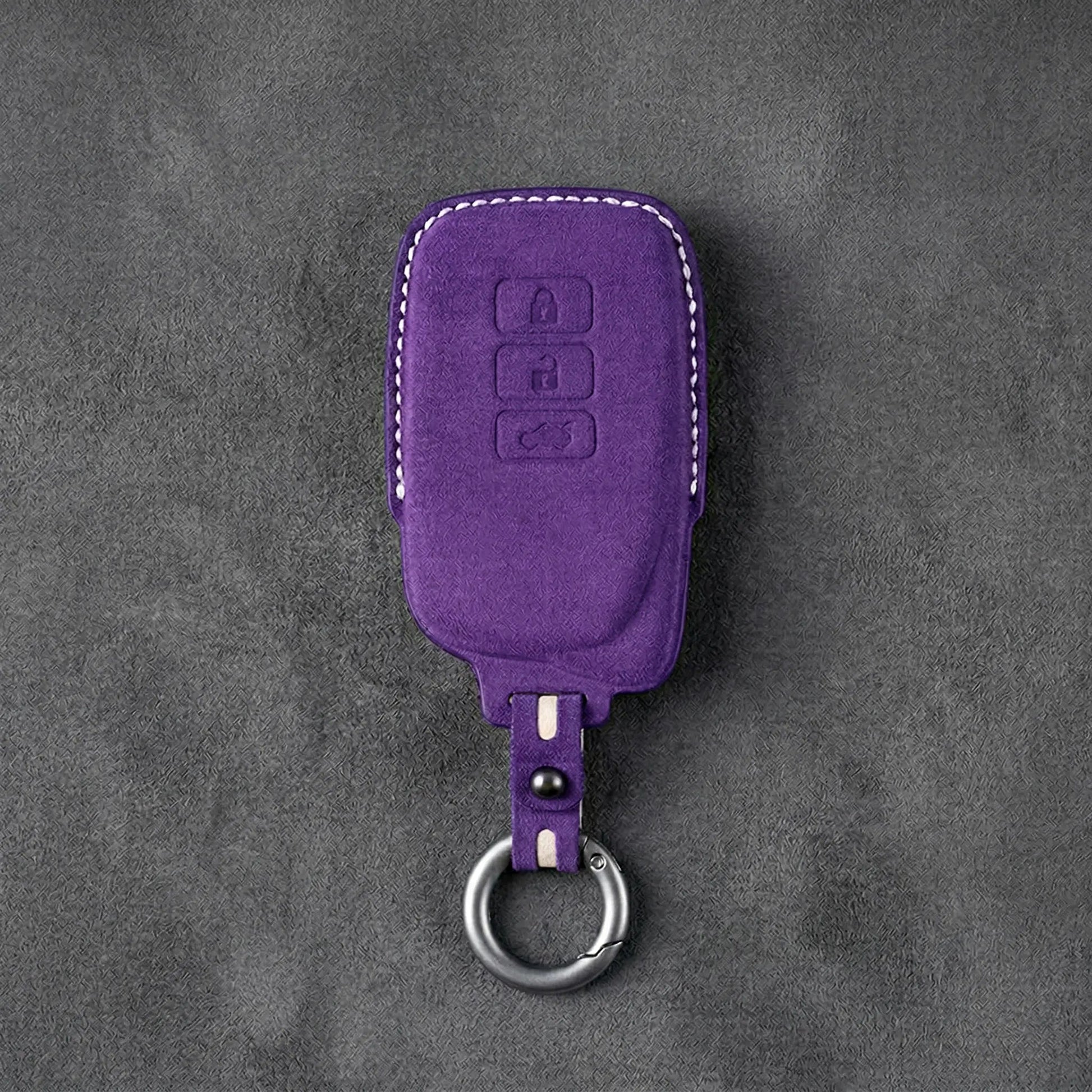Lexus Hand - Stitched Alcantara Key Fob Cover – Asymmetric 3 - Button - Dark purple