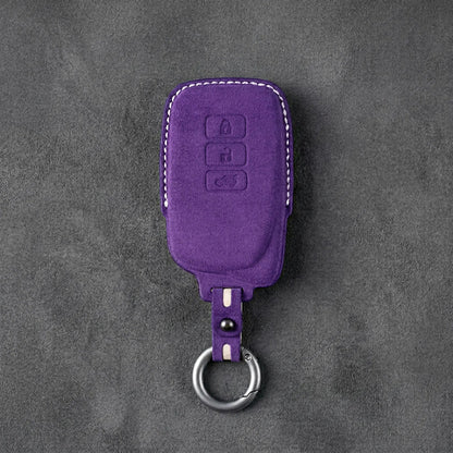 Lexus Hand - Stitched Alcantara Key Fob Cover – Asymmetric 3 - Button - Dark purple