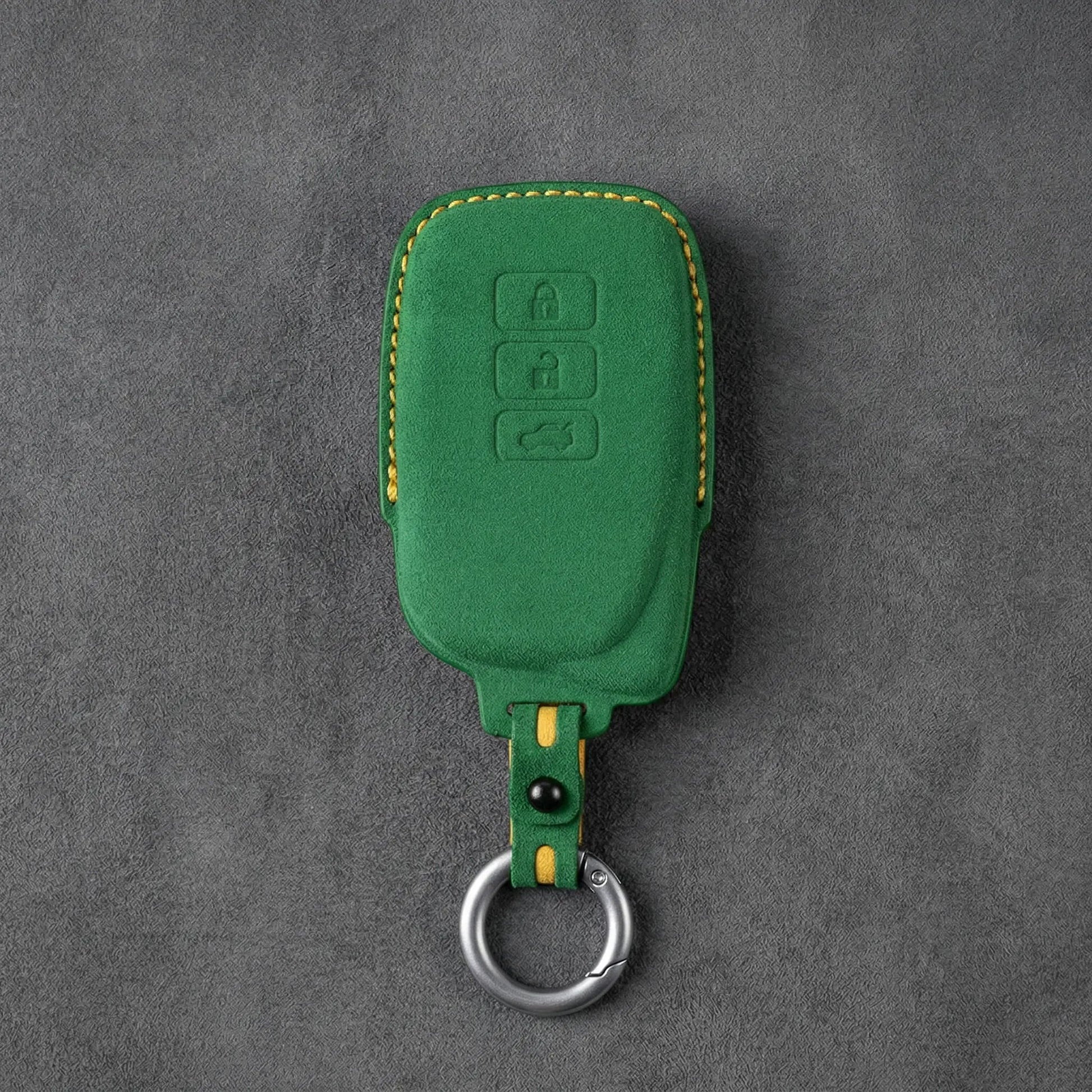 Lexus Hand - Stitched Alcantara Key Fob Cover – Asymmetric 3 - Button - Grass green