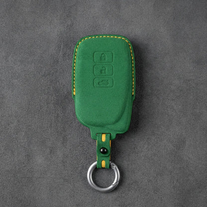 Lexus Hand - Stitched Alcantara Key Fob Cover – Asymmetric 3 - Button - Grass green