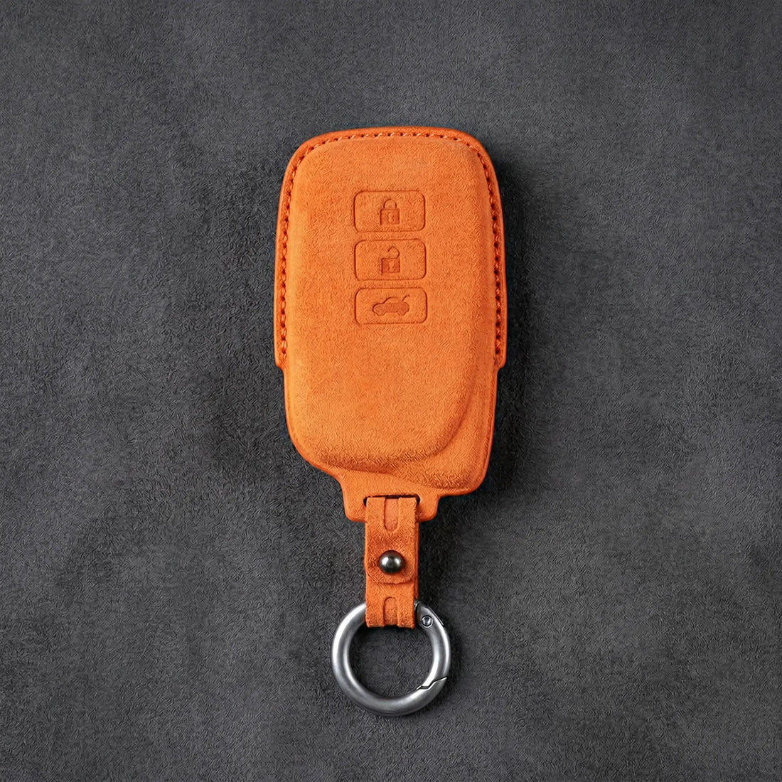 Lexus Hand - Stitched Alcantara Key Fob Cover – Asymmetric 3 - Button - Orange
