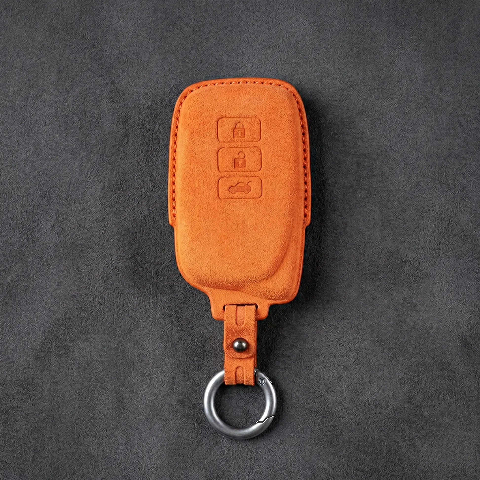 Lexus Hand - Stitched Alcantara Key Fob Cover – Asymmetric 3 - Button - Orange