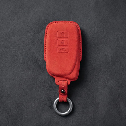 Lexus Hand - Stitched Alcantara Key Fob Cover – Asymmetric 3 - Button - Red
