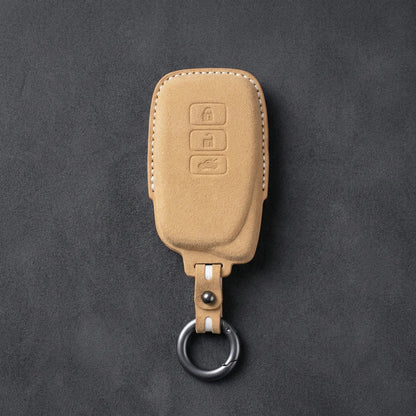 Lexus Hand - Stitched Alcantara Key Fob Cover – Asymmetric 3 - Button - Soft brown