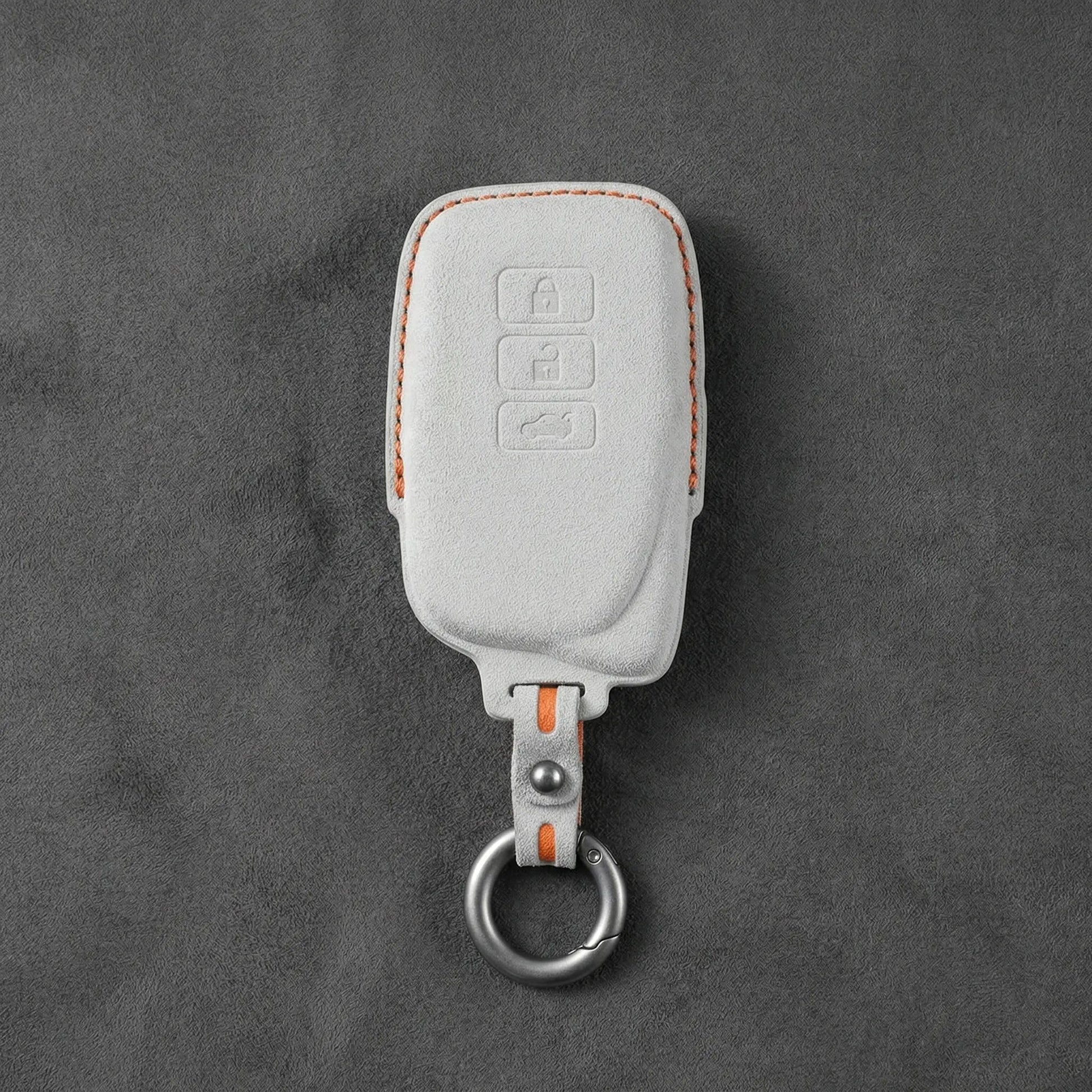Lexus Hand - Stitched Alcantara Key Fob Cover – Asymmetric 3 - Button - White