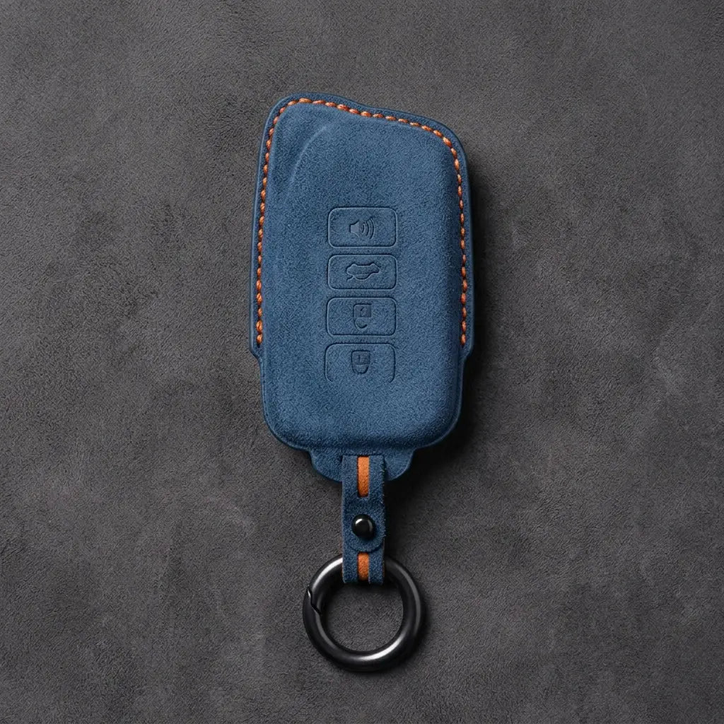 Lexus Hand-Stitched Alcantara Key Fob Cover – Block 4-Button - Cobalt Blue