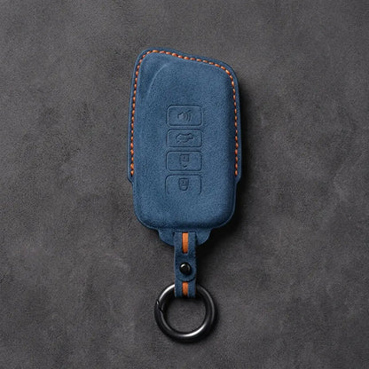 Lexus Hand-Stitched Alcantara Key Fob Cover – Block 4-Button - Cobalt Blue