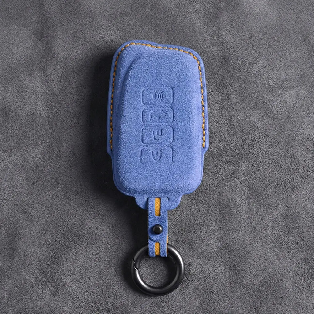 Lexus Hand-Stitched Alcantara Key Fob Cover – Block 4-Button - Cornflower Blue