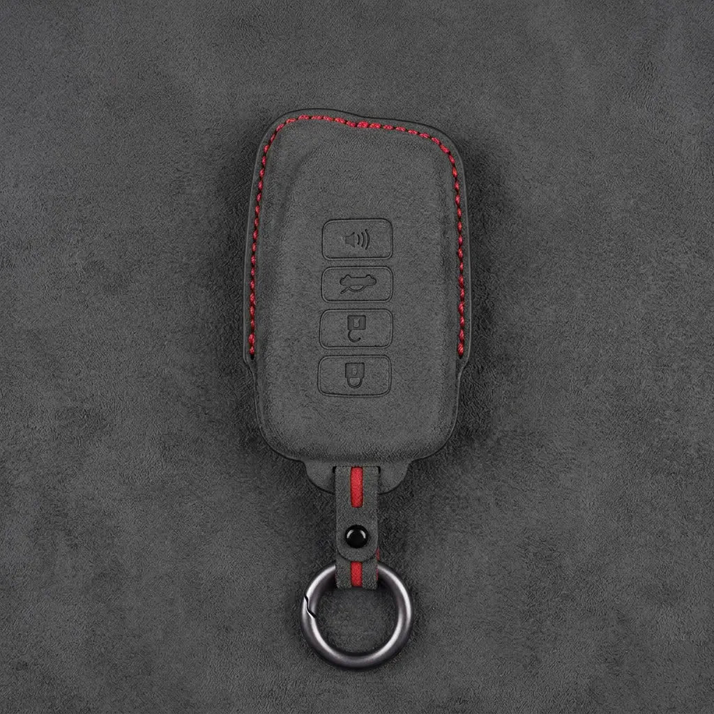 Lexus Hand-Stitched Alcantara Key Fob Cover – Block 4-Button - Dark Charcoal