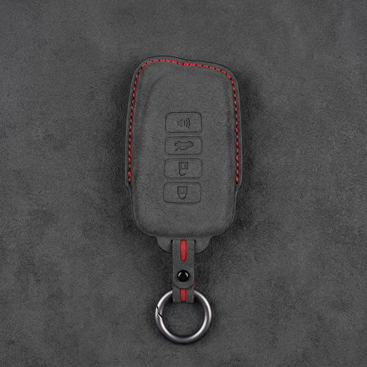 Lexus Hand-Stitched Alcantara Key Fob Cover – Block 4-Button - Dark Charcoal