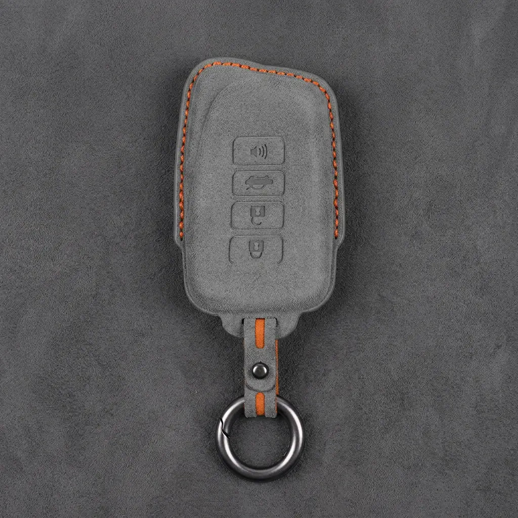 Lexus Hand-Stitched Alcantara Key Fob Cover – Block 4-Button - Dark Gray