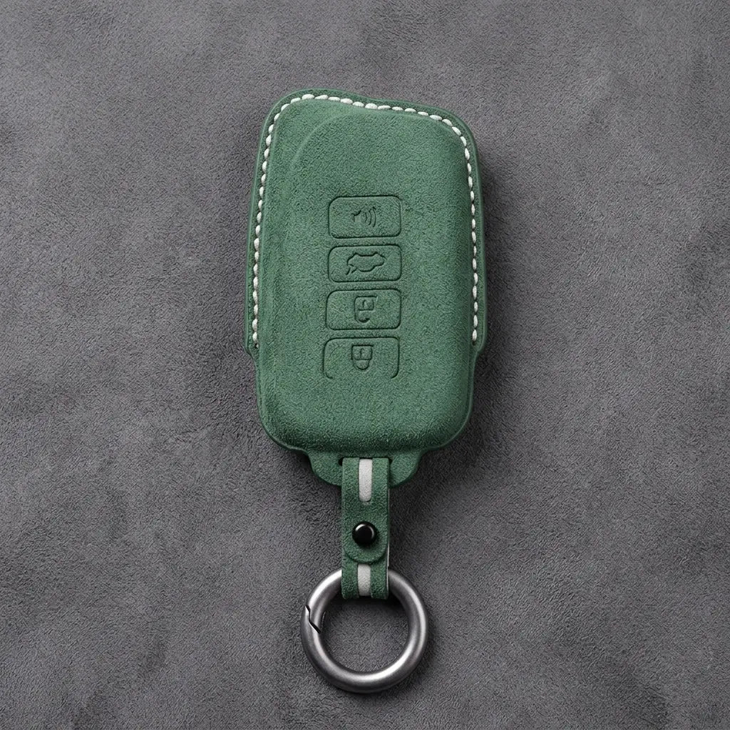 Lexus Hand-Stitched Alcantara Key Fob Cover – Block 4-Button - Dark Green