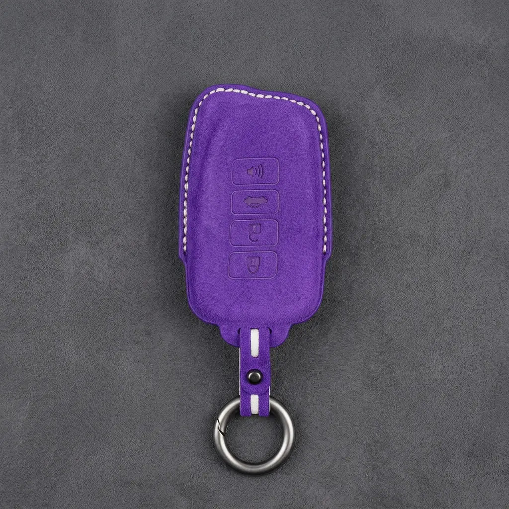 Lexus Hand-Stitched Alcantara Key Fob Cover – Block 4-Button - Dark Purple