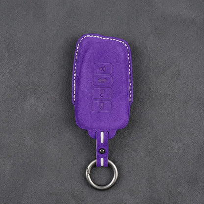 Lexus Hand-Stitched Alcantara Key Fob Cover – Block 4-Button - Dark Purple