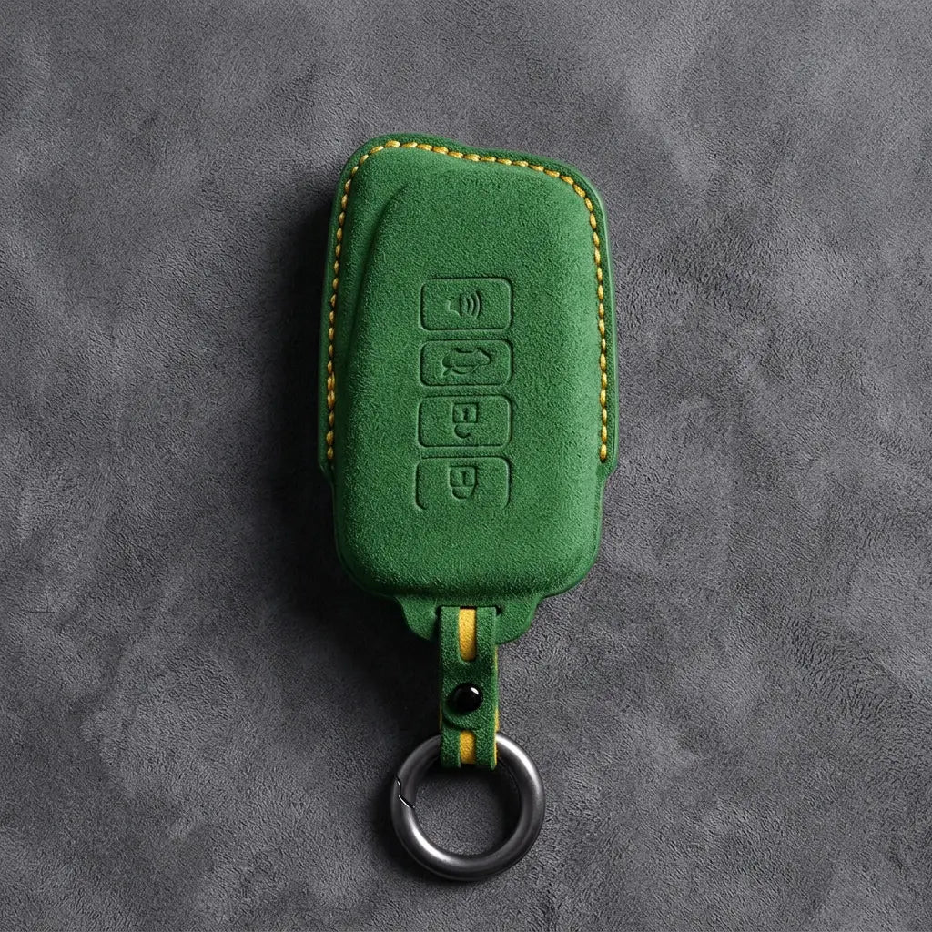 Lexus Hand-Stitched Alcantara Key Fob Cover – Block 4-Button - Grass Green