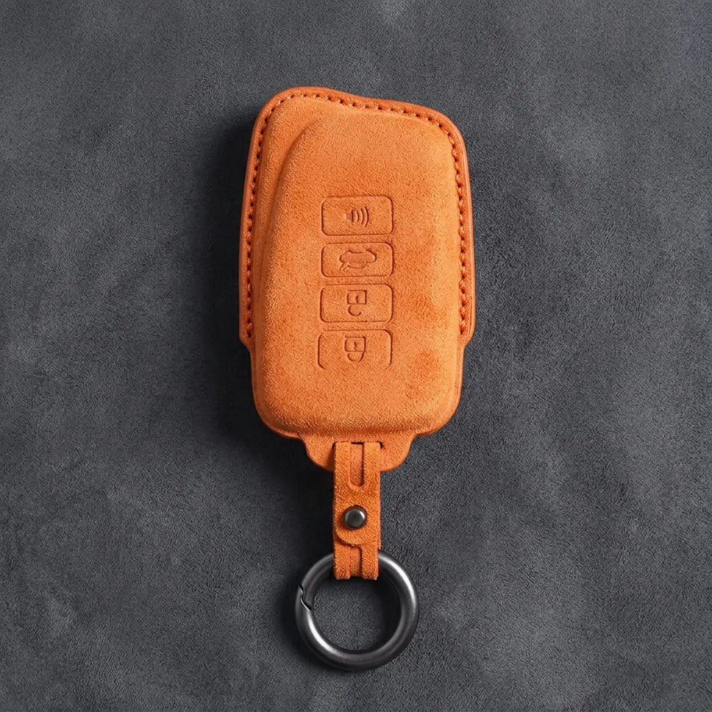 Lexus Hand-Stitched Alcantara Key Fob Cover – Block 4-Button - Orange