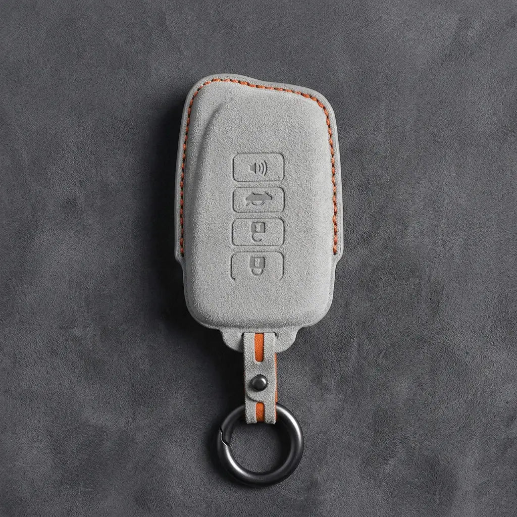 Lexus Hand-Stitched Alcantara Key Fob Cover – Block 4-Button - White