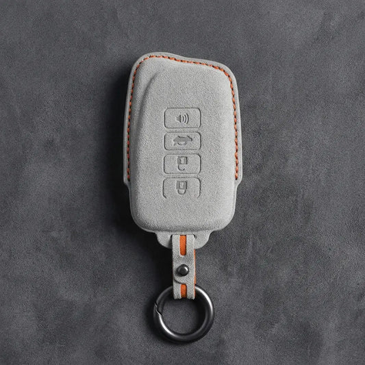 Lexus Hand-Stitched Alcantara Key Fob Cover – Block 4-Button - White