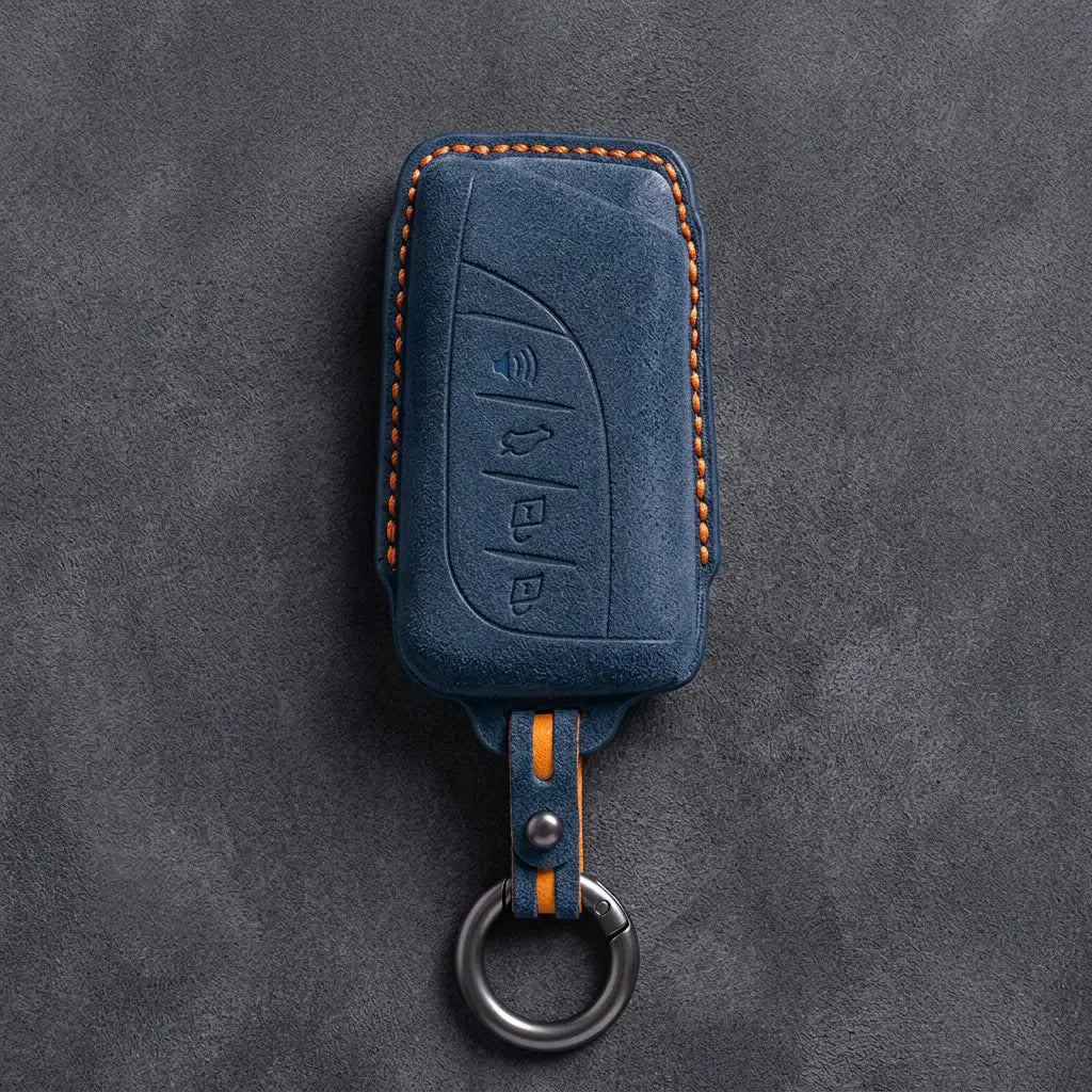 Lexus Hand-Stitched Alcantara Key Fob Cover – Curved Smart Key Cobalt Blue