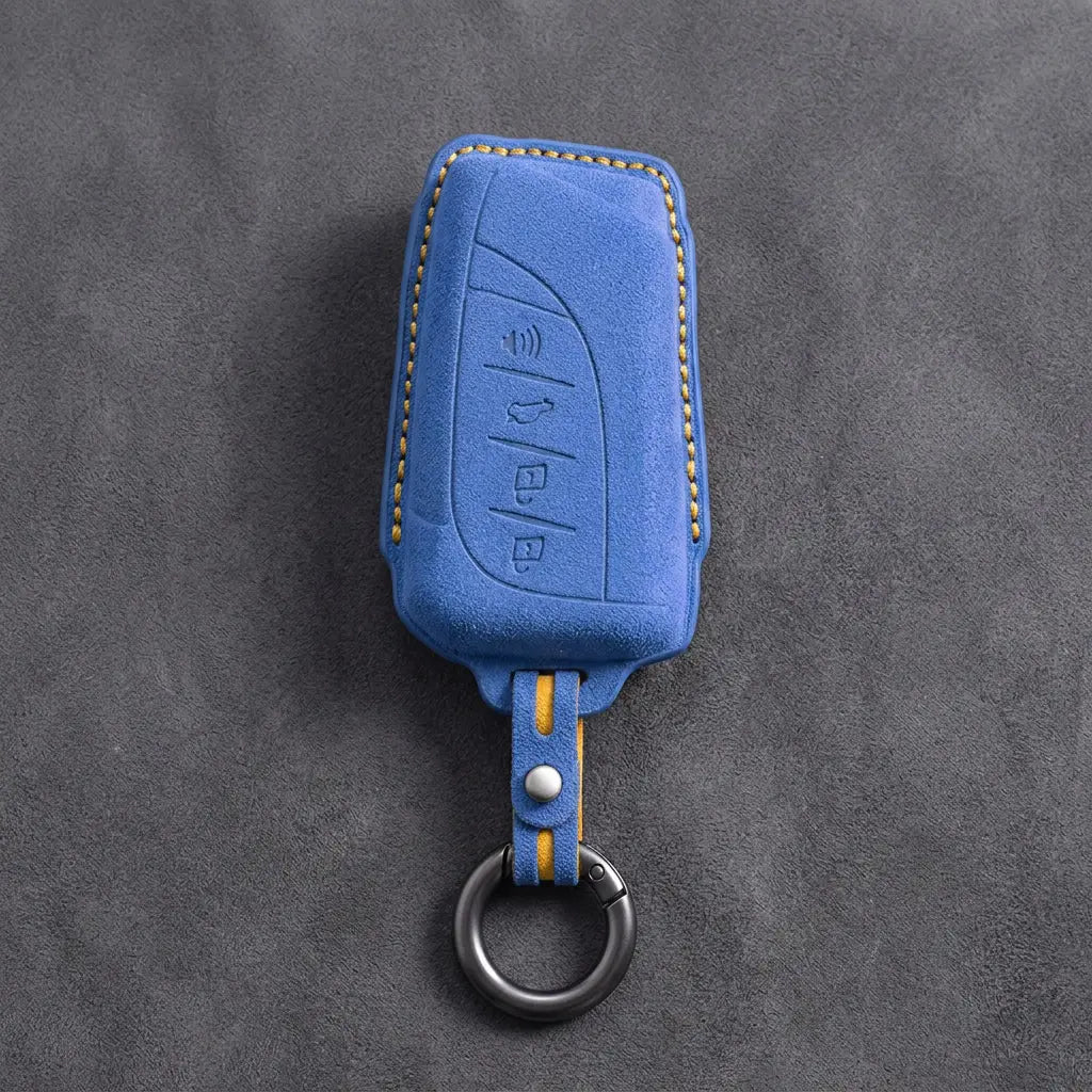 Lexus Hand-Stitched Alcantara Key Fob Cover – Curved Smart Key Cornflower Blue