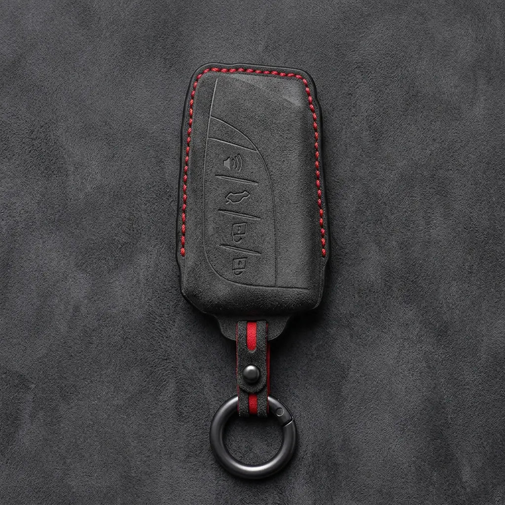 Lexus Hand-Stitched Alcantara Key Fob Cover – Curved Smart Key Dark Charcoal