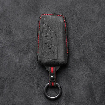Lexus Hand-Stitched Alcantara Key Fob Cover – Curved Smart Key Dark Charcoal