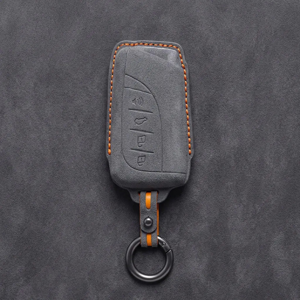 Lexus Hand-Stitched Alcantara Key Fob Cover – Curved Smart Key Dark Gray