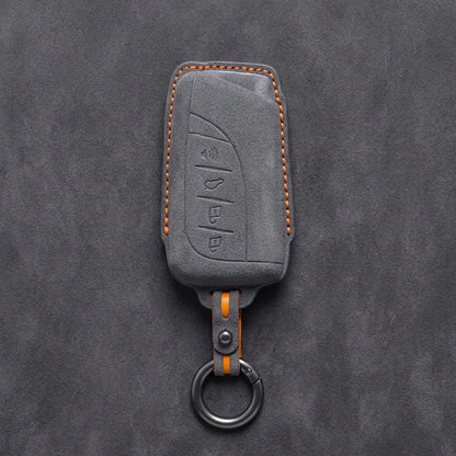 Lexus Hand-Stitched Alcantara Key Fob Cover – Curved Smart Key Dark Gray