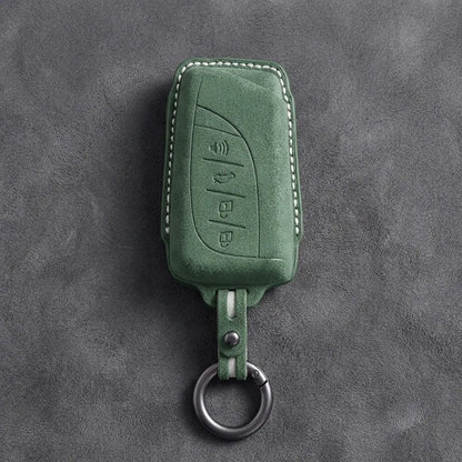 Lexus Hand-Stitched Alcantara Key Fob Cover – Curved Smart Key Dark Green