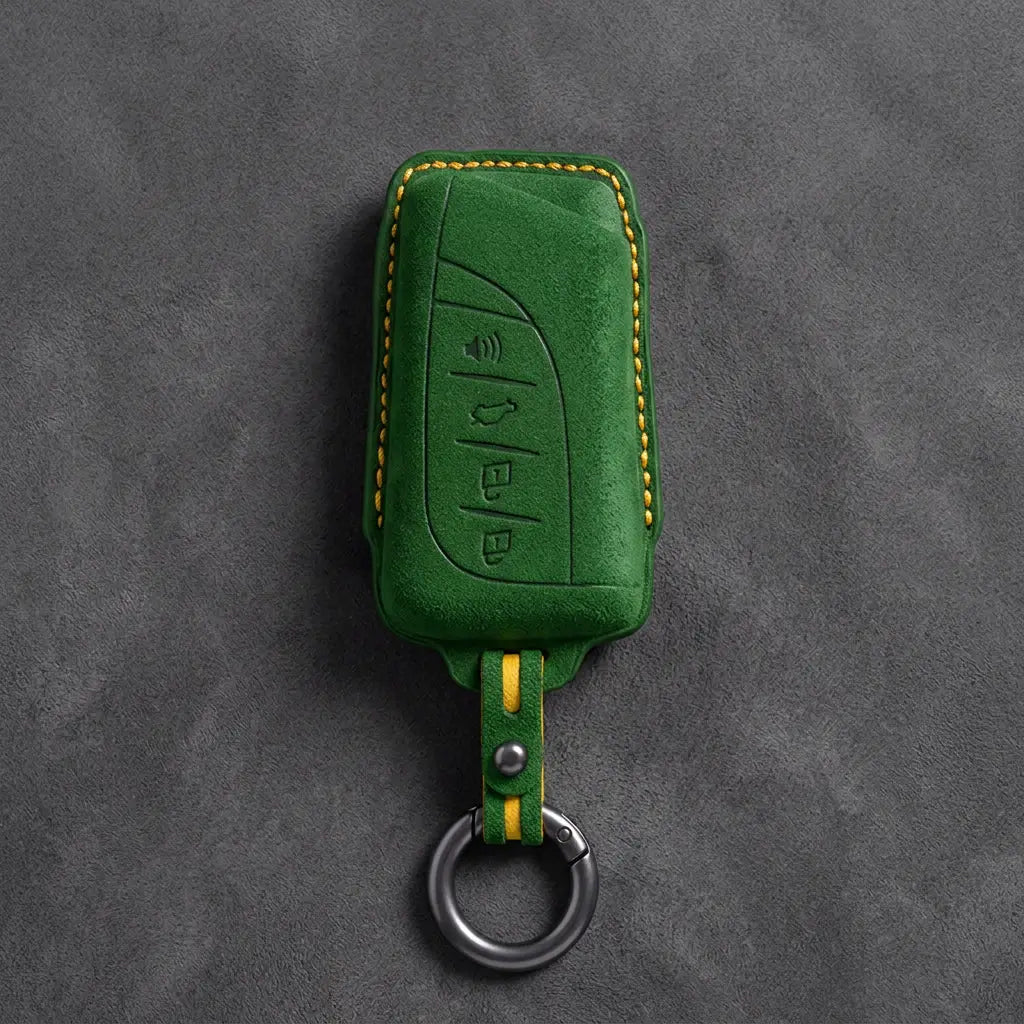 Lexus Hand-Stitched Alcantara Key Fob Cover – Curved Smart Key Grass Green