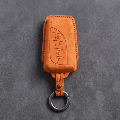 Lexus Hand-Stitched Alcantara Key Fob Cover – Curved Smart Key Orange