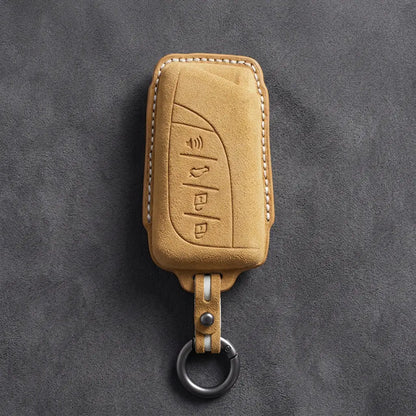 Lexus Hand-Stitched Alcantara Key Fob Cover – Curved Smart Key Soft Brown