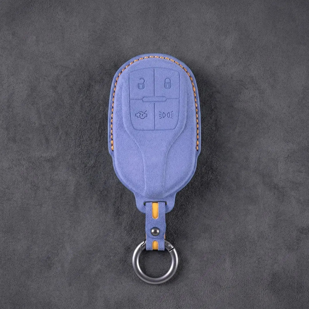 Maserati Hand - Stitched Alcantara Key Fob Cover – Shield 4 - Button - Cornflower blue