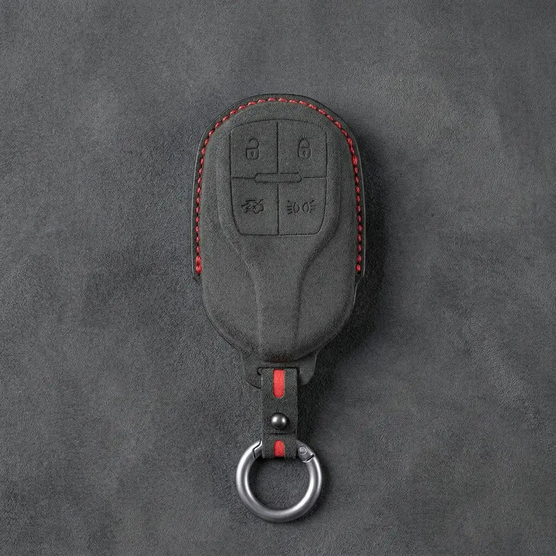 Maserati Hand - Stitched Alcantara Key Fob Cover – Shield 4 - Button - Dark charcoal