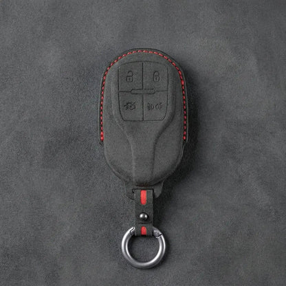 Maserati Hand - Stitched Alcantara Key Fob Cover – Shield 4 - Button - Dark charcoal