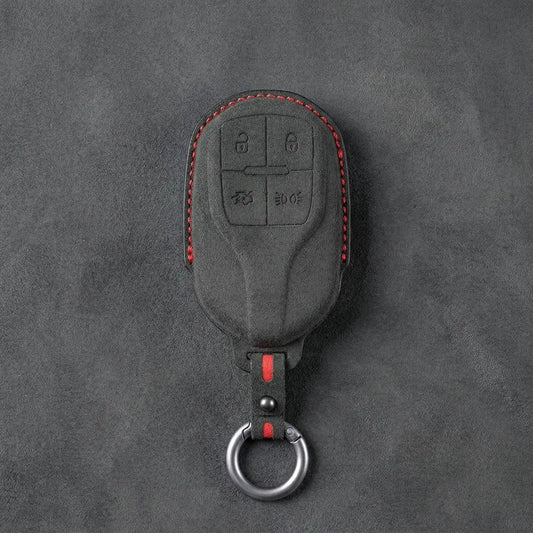 Maserati Hand - Stitched Alcantara Key Fob Cover – Shield 4 - Button - Dark charcoal